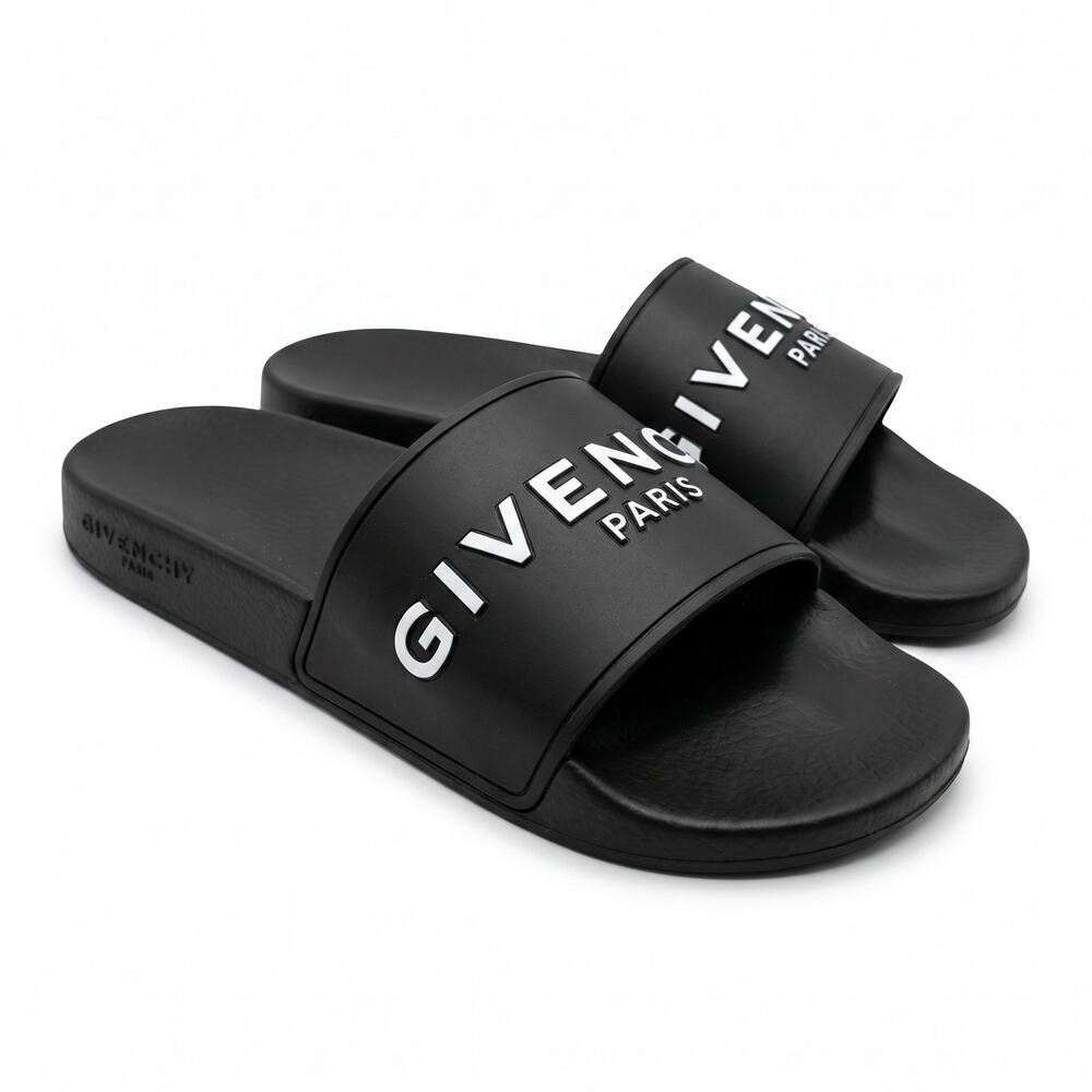 Givenchy Paris Black Rubber Slide Sandals Pool Men's US 10 EU 43 $350 Retail